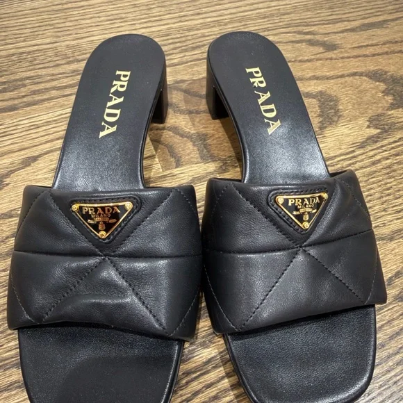Prada Black Quilted Mules - Picture 7 of 8